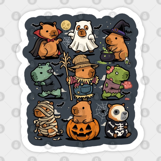 Spooky Capybaras Sticker by GoshWow®